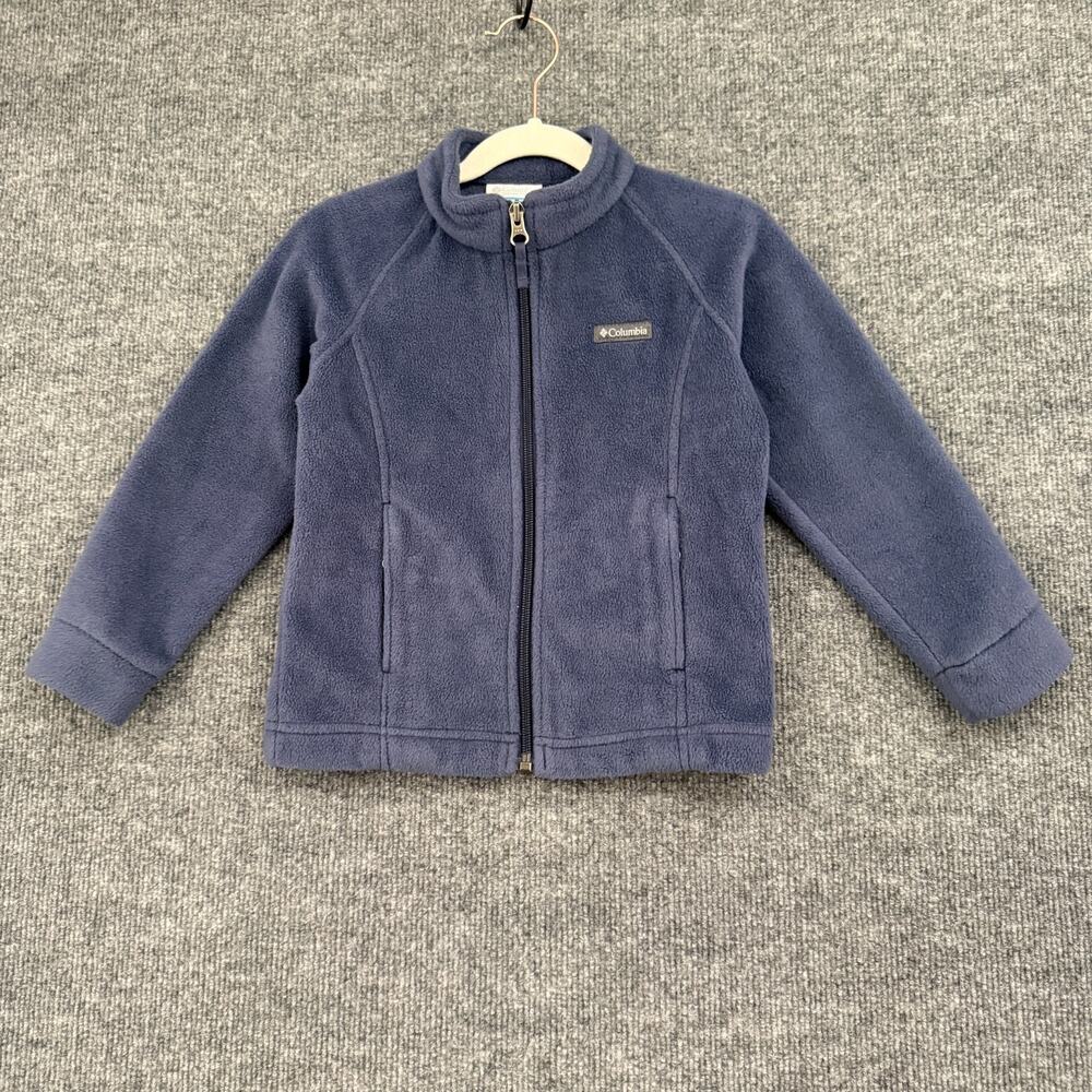Columbia Kids Fleece Jacket Size 4T Blue Full Zip Mock Neck Pockets Cozy Coat